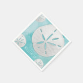 Custom Tropical Sand Dollar Türkis Wasserfarbe Serviette (Ecke)