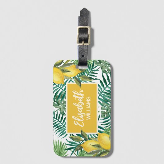 Custom Tropical Summer Mediterranean Lemon Gepäckanhänger (Vorderseite Vertikal)