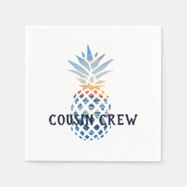 Custom Tropical Sunset Ananas Cousin Crew Serviette