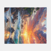 Custom Tropical Sunset Cliffs - Lebhafte Küste Fleecedecke (Vorderseite (Horizontal))
