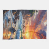 Custom Tropical Sunset Cliffs - Lebhafte Küste Geschirrtuch (Horizontal)