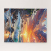 Custom Tropical Sunset Cliffs - Lebhafte Küste Puzzle (Horizontal)
