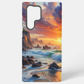 Custom Tropical Sunset Cliffs - Lebhafte Küste Samsung Galaxy Hülle (Rückseite)