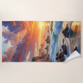 Custom Tropical Sunset Cliffs - Lebhafte Küste Strandtuch (Vorderseite)