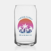 Custom Tropical Sunset Palm Tree Beach House Dosenglas (Vorderseite)