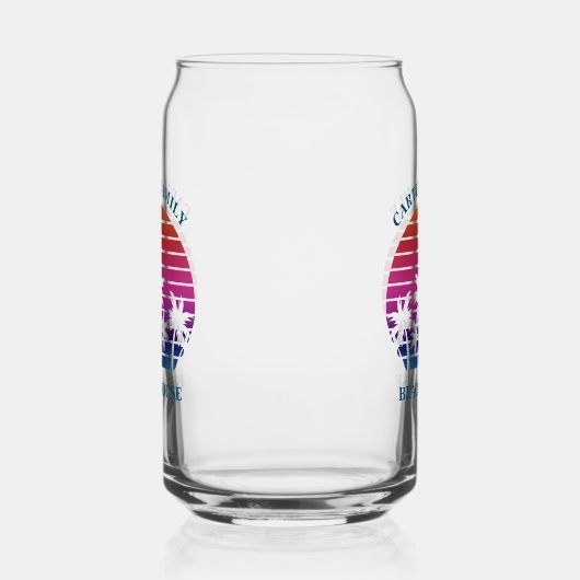 Custom Tropical Sunset Palm Tree Beach House Dosenglas (Rechts)