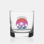 Custom Tropical Sunset Palm Tree Beach House Whiskyglas (Vorderseite)