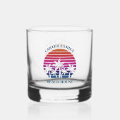 Custom Tropical Sunset Palm Tree Beach House Whiskyglas (Rückseite)