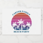 Custom Tropical Sunset Palm Trees Beach Party Mini Schaumweinetikett (Einzelnes Label)