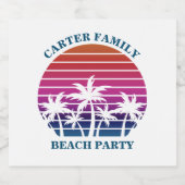 Custom Tropical Sunset Pink Palm Tree Beach Party Schaumweinetikett (Einzelnes Label)