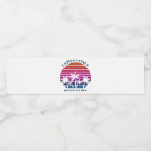 Custom Tropical Sunset Pink Palm Tree Beach Party Wasserflaschenetikett (Einzelnes Label)