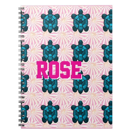 Custom Tropical Turtle Floral Pattern Seamless  Notizblock (Vorderseite)