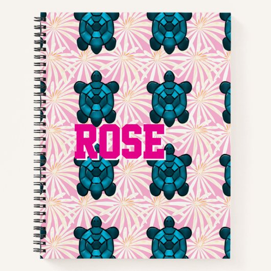 Custom Tropical Turtle Floral Pattern Seamless  Notizblock (Vorderseite)