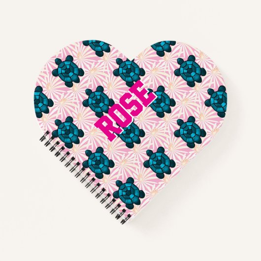 Custom Tropical Turtle Floral Pattern Seamless  Notizblock (Vorderseite)