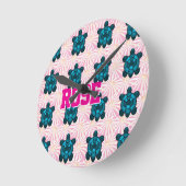 Custom Tropical Turtle Floral Pattern Seamless  Runde Wanduhr (Winkel)