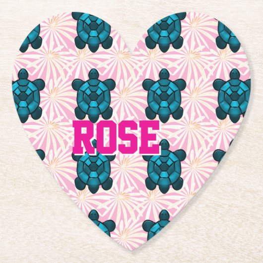 Custom Tropical Turtle Floral Pattern Seamless  Untersetzer (Vorderseite)