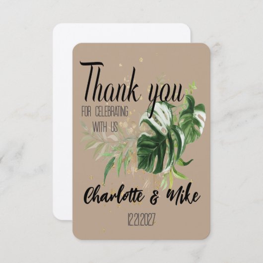 Custom Tropical Wedding Danke, dass Sie Gift Cards Dankeskarte (Vorne/Hinten)