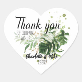 Custom Tropical Wedding Heart Fevor Umschlag Aufkl Herz-Aufkleber
