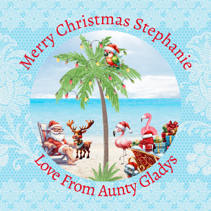 Custom Tropical Weihnachten im Juli Party Lace Blu Geschenkpapier