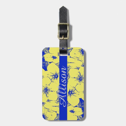 Custom Tropical Yellow Flowers Gepäckanhänger (Vorderseite vertikal)