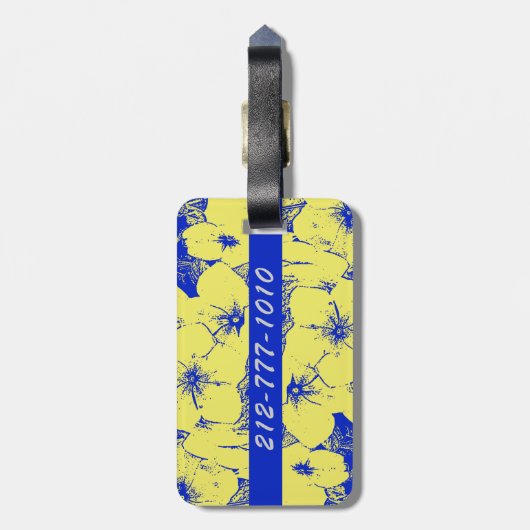 Custom Tropical Yellow Flowers Gepäckanhänger (Rückseite vertikal)