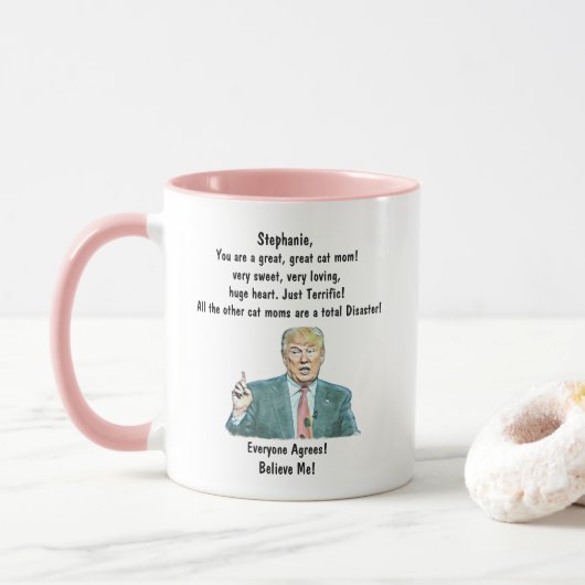 Custom Trump Coffee Tasse Cat Mama Fügen Sie Ihren (Mit Donut)