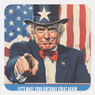 Custom Trump Funny Message for Happy 50 th Birthda Quadratischer Aufkleber