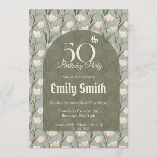 Custom Tulip Petal Birthday Celebration Einladung (Vorderseite)