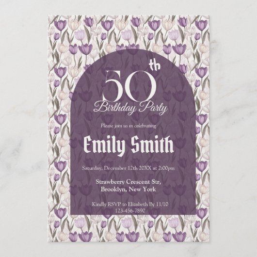 Custom Tulip Petal First Birthday Einladung (Vorderseite)