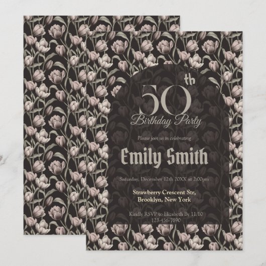 Custom Tulip Themed 5Th Birthday Einladung (Vorne/Hinten)