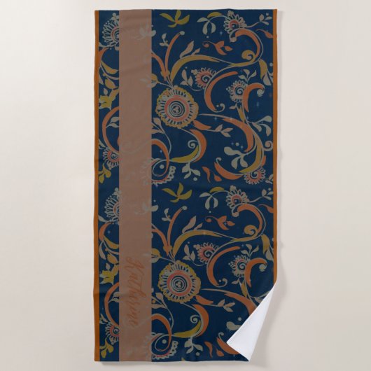 CUSTOM Tumeric + Ginger Swirl Motif Strandtuch (Vorderseite)