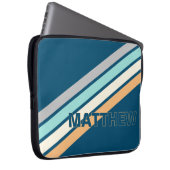 Custom Türkis Aquamarin Blue Grau Gelbe Streifen A Laptopschutzhülle (Vorne Rechts)