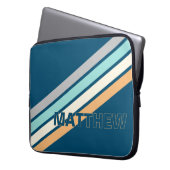 Custom Türkis Aquamarin Blue Grau Gelbe Streifen A Laptopschutzhülle (Vorderseite Links)