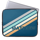 Custom Türkis Aquamarin Blue Grau Gelbe Streifen A Laptopschutzhülle (Vorderseite)