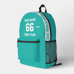 Custom Türkis blue Name, Number, Team Sport Bedruckter Rucksack