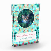 Custom Türkis Red Pink Weihnachtsdekor Geschenk Fotoblock (Links)