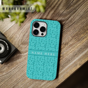 Custom Türkise Blue White Polka Dot Design Case-Mate iPhone 14 Pro Max Hülle