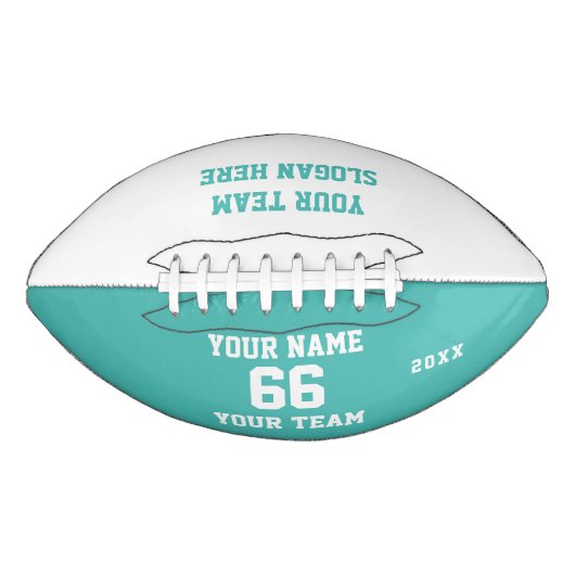 Custom Türkise Football with Name, Number, Team (Vorderseite)