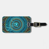 Custom Türkise Green Blue Mandala Star Pattern Gepäckanhänger (Vorderseite horizontal)