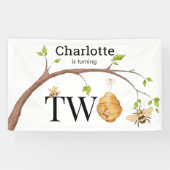 Custom Turning Two Beehive Birthday Party Banner (Horizontal)