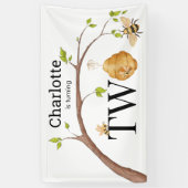 Custom Turning Two Beehive Birthday Party Banner (Vertikal)