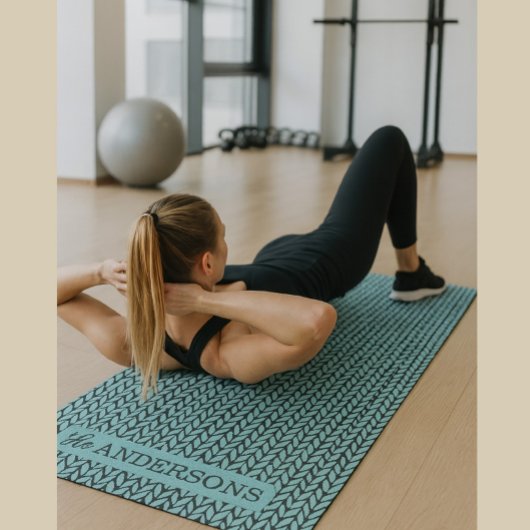 Custom Turquoise and Charcoal Knit Pattern  Yogamatte