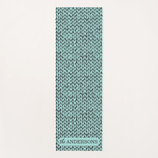 Custom Turquoise and Charcoal Knit Pattern Yogamatte (Vorderseite)
