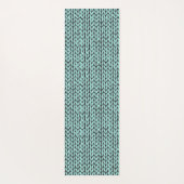 Custom Turquoise and Charcoal Knit Pattern Yogamatte (Rückseite)