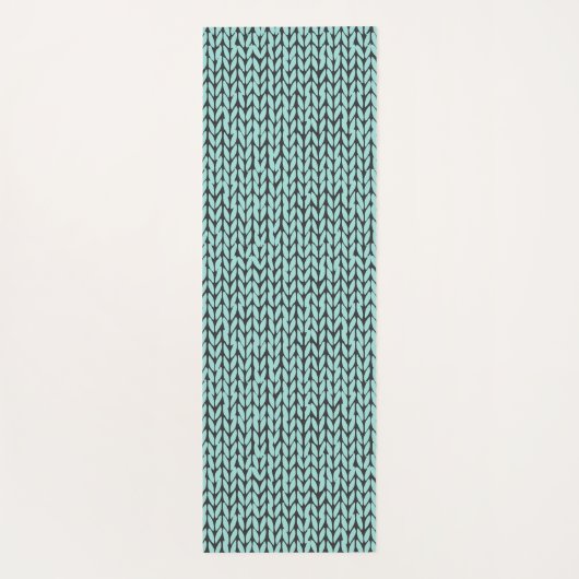 Custom Turquoise and Charcoal Knit Pattern Yogamatte (Rückseite)