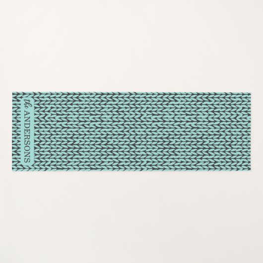Custom Turquoise and Charcoal Knit Pattern Yogamatte (Vorderseite (Horizontal))