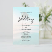 Custom Turquoise Beach Foto Hochzeitseinladung Einladung (Stehend Vorderseite)