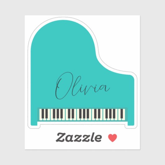 Custom Turquoise Blue Grand Piano Personalisiert Aufkleber (Blatt)