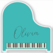 Custom Turquoise Blue Grand Piano Personalisiert Aufkleber (Vorderseite)