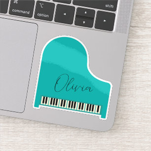 Custom Turquoise Blue Grand Piano Personalisiert Aufkleber